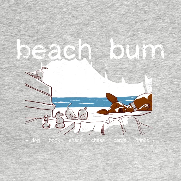 Our beach bum list: snack, drink, chess, cards, and a dog by croquis design